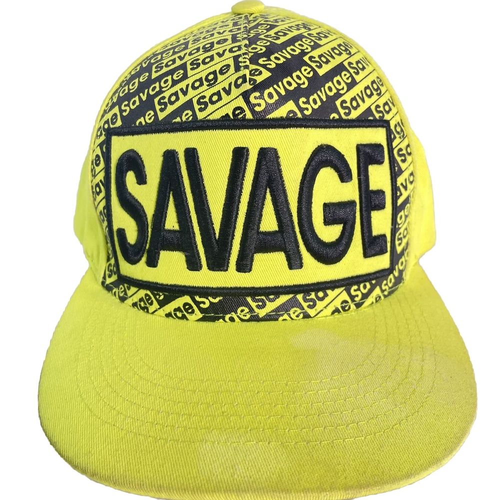 Neon Yellow SAVAGE Top Level  SnapBack Hat Cap One Size Fits All READ